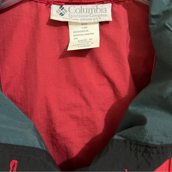 Women COLUMBIA ANORAK WINDBREAKER size Small red half button up hooded nylon - Picture 6 of 10